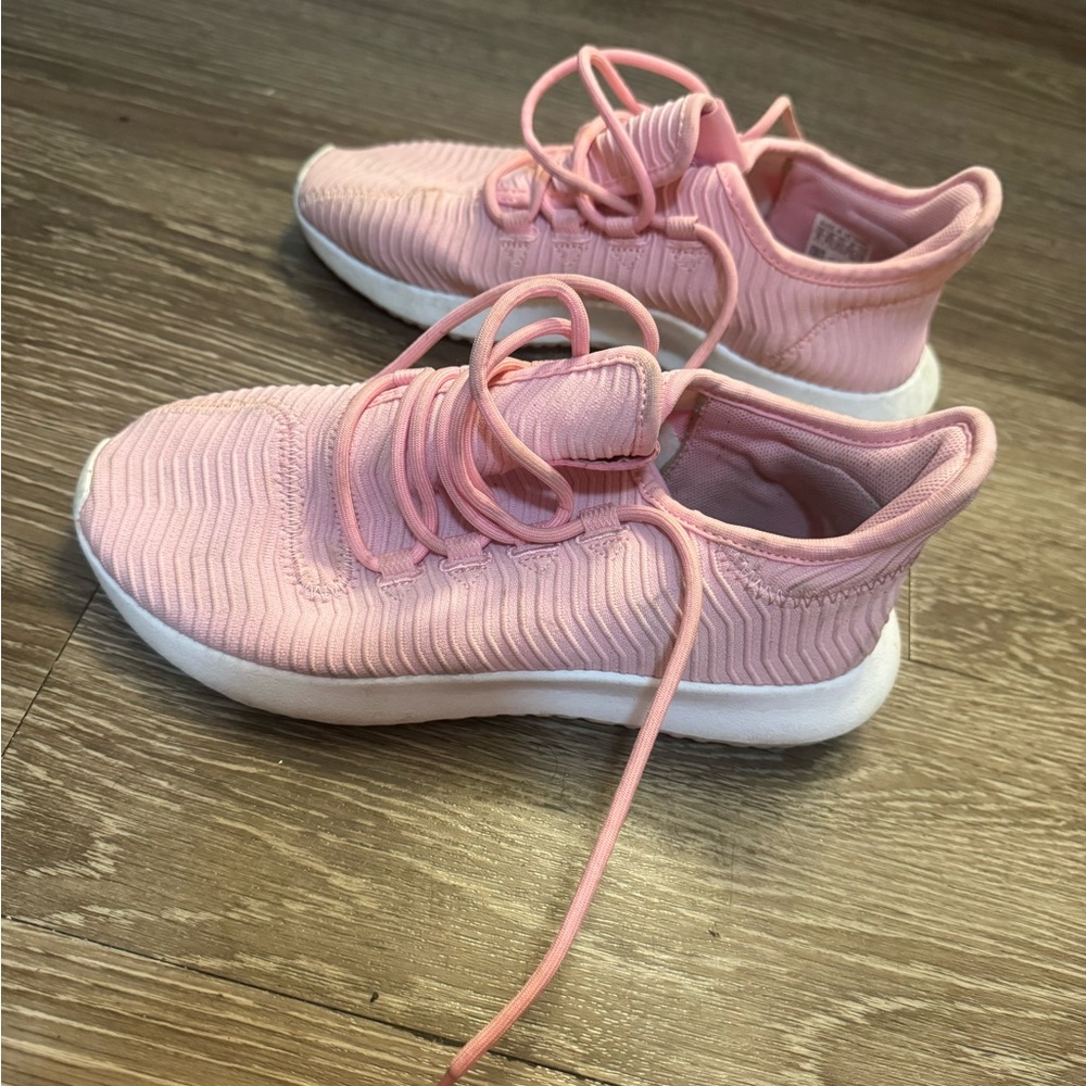 adidas Pink Sneakers with Knit Fabric and White Sole